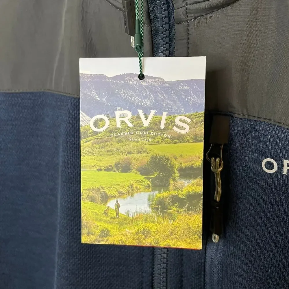 NWT Orvis Men's Bonded Mesh Full-Zip Jacket In Dark Blue Fleece Size Medium